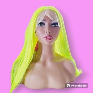 Chelsey Smith Cosmetics Neon Yellow 28" Long Lace Front Wig